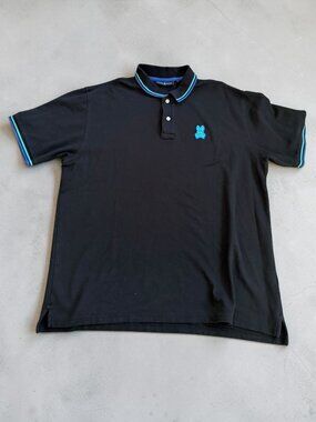 PSYCHO BUNNY Men's Black Signature Polo Shirt Size 9 / XXXL